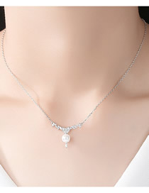 Fashion Platinum Pearl Love Necklace