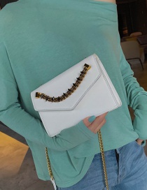 Fashion White Pu Alloy Envelope Shoulder Bag