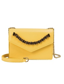 Fashion Yellow Pu Alloy Envelope Shoulder Bag