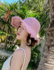 Fashion Pink Raw Fisherman Hat