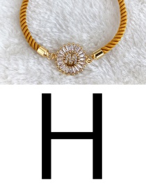 fashion yellow Copper Inlaid Zircon Rope Letter H Bracelet