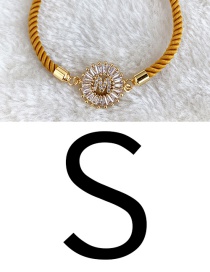 fashion yellow Copper Inlaid Zircon Rope Letter S Bracelet
