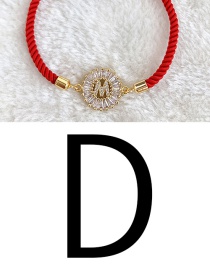 fashion red Copper Inlaid Zircon Rope Letter D Bracelet