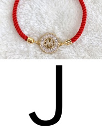red Copper Inlaid Zircon Rope Letter J Bracelet