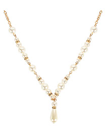 Fashion Gold Imitation Pearl-encrusted Alloy Drop Necklace