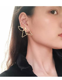 Fashion Gold Openwork Flower Leaf Butterfly Alloy Earrings