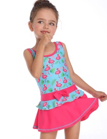 Fashion Blue Flamingo Skirt Children's Swimsuit