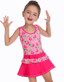 Fashion Pink Flamingo Skirt Children's Swimsuit