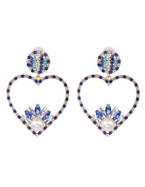 Fashion Blue Love Diamond Stud Earrings