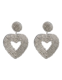 Fashion Silver Rice Beads Heart Shaped Earrings