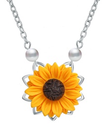Fashion Silver Sunflower Imitation Pearl Necklace