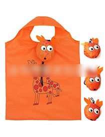 Fashion Giraffe Polyester Cartoon Folding Green Shopping Bag