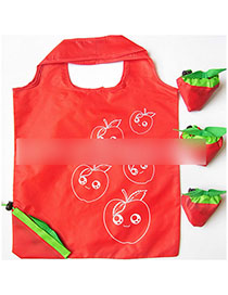 Fashion Red Apple Polyester Folded Fruit Green Bag Shopping Bag
