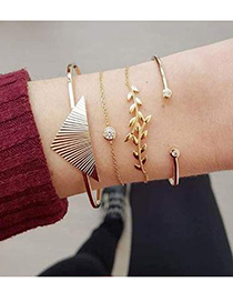 Fashion Gold Alloy Triangle Willow Bracelet Four-piece