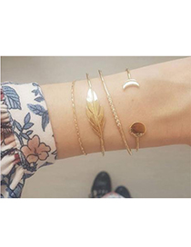 Fashion Gold Alloy Leaf Bracelet Set
