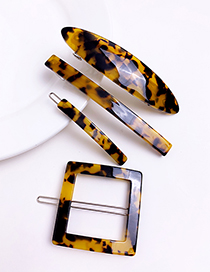 Fashion Yellow Alloy Resin Leopard Hair Clip Set