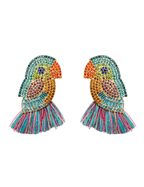 Fashion Color Diamond Acrylic Parrot Bird Earrings