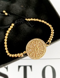 Fashion Gold Copper Inlaid Zircon Beaded Flower Bracelet