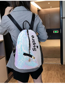 Fashion White Anti-theft Sequin Backpack