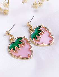Fashion Pink Alloy Resin Fruit Strawberry Earrings