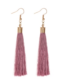 Fashion Leather Pink Alloy Tassel Earrings