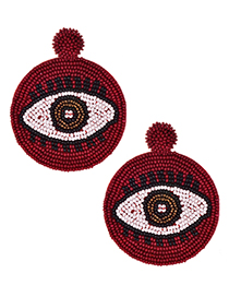 Fashion Red Non-woven Rice Beads Eye Studs