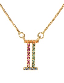 Fashion Golden I Copper Inlaid Zircon Letter Necklace