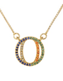 Fashion Golden O Copper Inlaid Zircon Letter Necklace