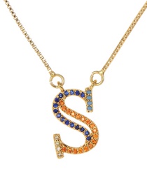 Fashion Golden S Copper Inlaid Zircon Letter Necklace