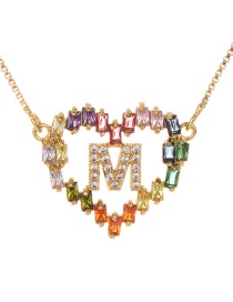 Fashion Golden M Copper Inlaid Zircon Love Letter Necklace
