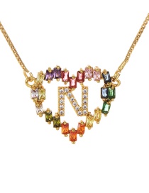 Fashion Golden N Copper Inlaid Zircon Love Letter Necklace