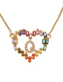 Fashion Golden Q Copper Inlaid Zircon Love Letter Necklace