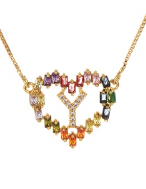 Fashion Golden Y Copper Inlaid Zircon Love Letter Necklace