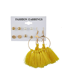 Fashion Gold Love Pearl Fan Flare Earrings 6 Pairs