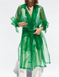 Fashion Green Transparent Hard Gauze Sun Protection Clothing