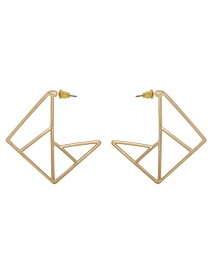 Fashion Gold Geometric Square Metal Strip Hollow Earrings