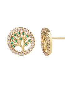 Fashion Golden Life Tree Zircon Full Diamond Life Tree Earrings