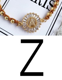 Fashion Golden Z Copper Inlaid Zircon Beads Letter Tassel Bracelet