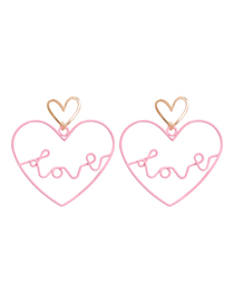 Fashion Pink Alloy Love Letter Earrings