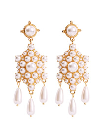 Fashion White Alloy Pearl Tassel Earrings