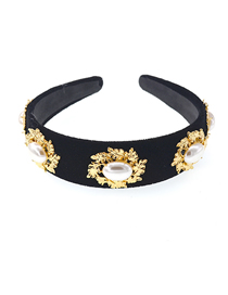 Fashion Black Diamond Round Pearl Headband