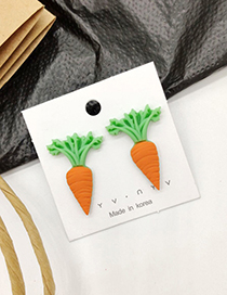 Fashion Carrot Orange  Silver Needle Fruit And Vegetable Earrings