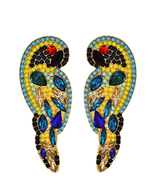 Blue Alloy Diamond Bird Earrings
