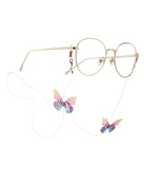 Transparent White Lace Butterfly With Diamond Transparent Elastic Eyewear Chain