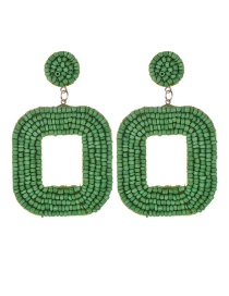 Fashion Green Felt Cloth Rice Beads Square Earrings