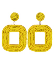 Fashion Yellow Felt Cloth Rice Beads Square Earrings