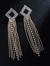 Fashion Gold + White Diamond Double Streamed Diamond Earrings