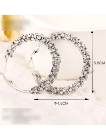 Fashion Silver + White Diamond With Ear Clip Full Diamond Winding C-shaped Earrings