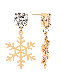 Fashion Gold Diamond Geometric Snowflake Metal Earrings