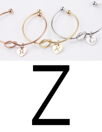 Fashion Steel Color Z Stainless Steel Love Knotted English Letter Open Bracelet